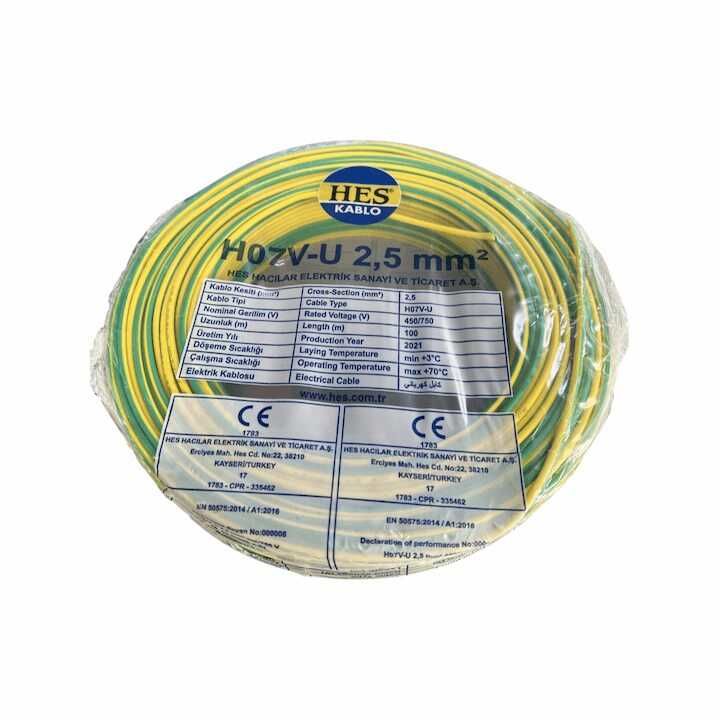 Hes Nya Kablo 2,5 mm² Sarıyeşil ( H07v-U )