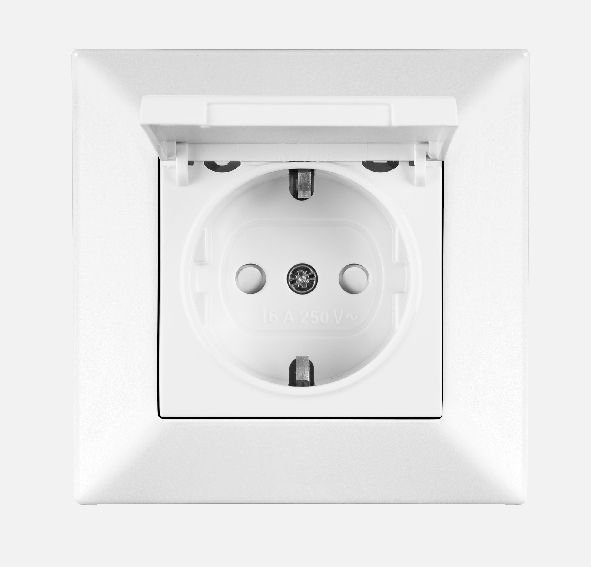 Priz Karre-Meridian Beyaz Kapaklı Topraklı Priz (Çerçeve Hariç)