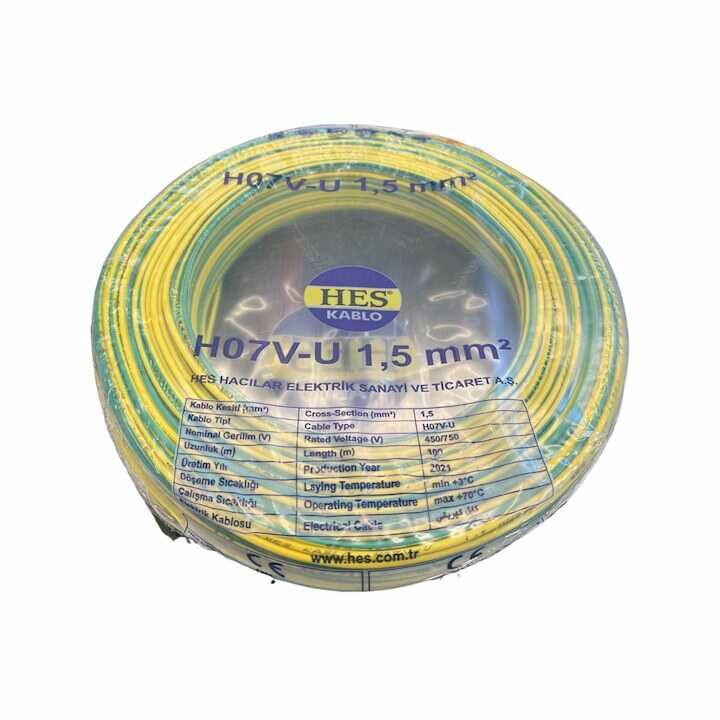 Hes Nya Kablo 1,5 mm² Sarıyeşil ( H07v-U )